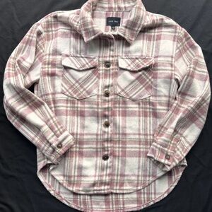 Love Tree Pink and Cream Plaid Shacket